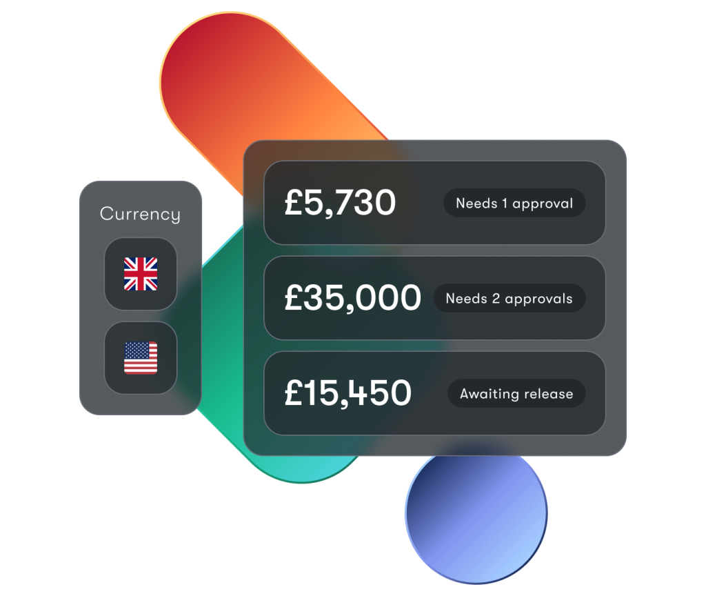 User interface showing payment workflow