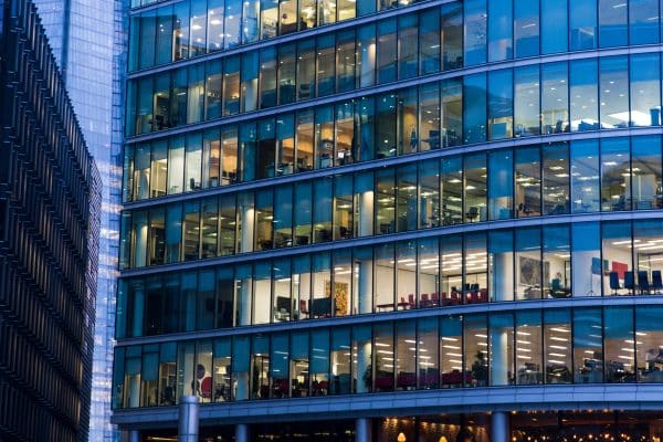 Business and finance background of building closeups.